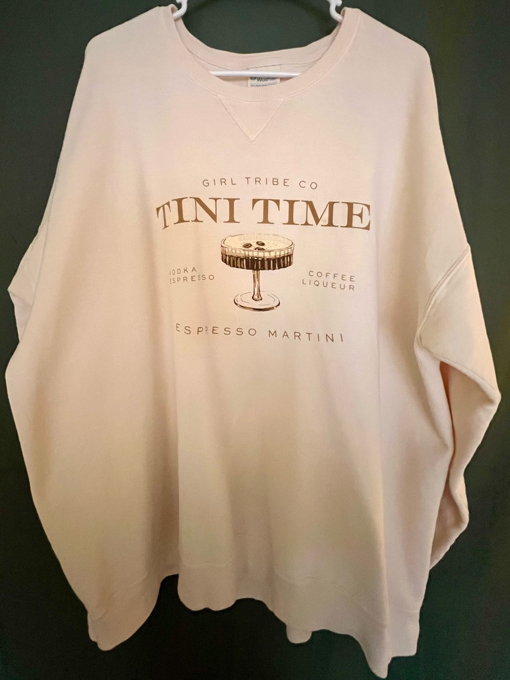 Cream colored Oversized, extremely Cozy Espresso Martini Crewneck.